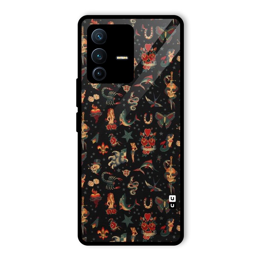 Dark Pattern Glass Back Case for Vivo V23 Pro