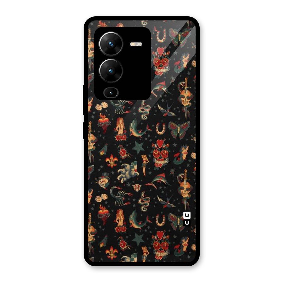 Dark Pattern Glass Back Case for Vivo V25 Pro