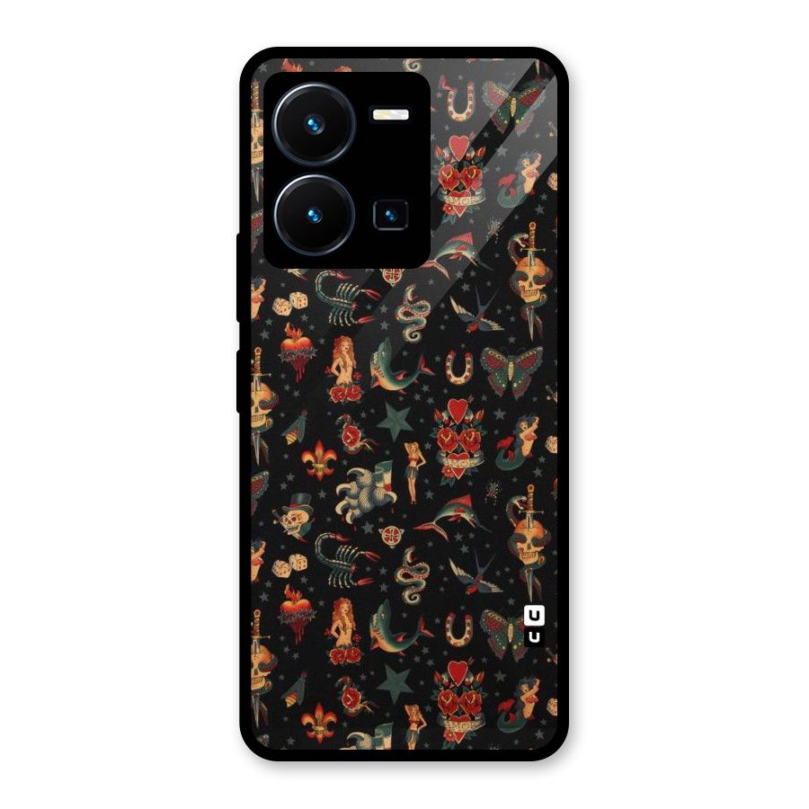 Dark Pattern Glass Back Case for Vivo Y35