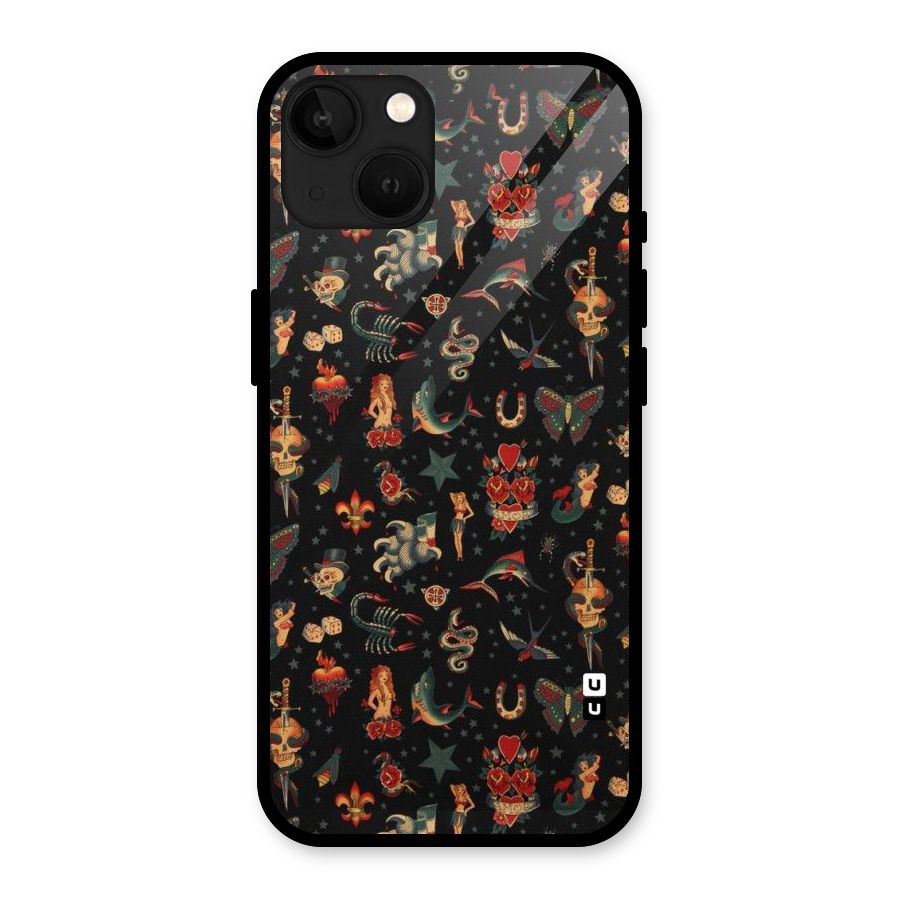 Dark Pattern Glass Back Case for iPhone 13