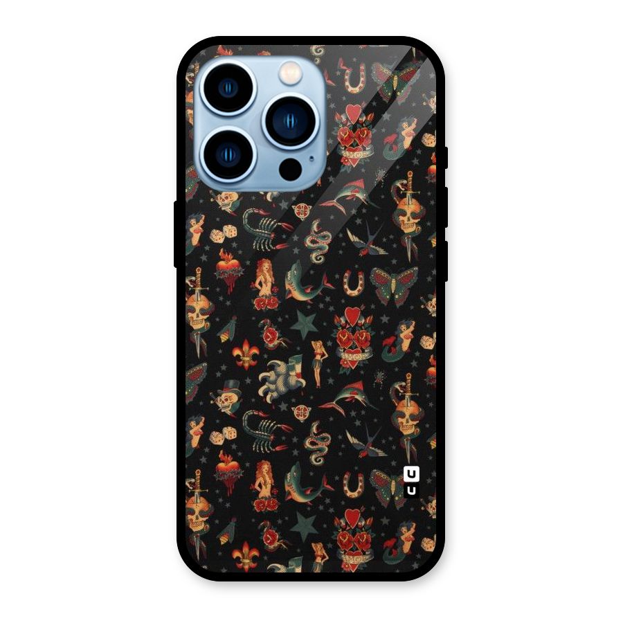 Dark Pattern Glass Back Case for iPhone 13 Pro