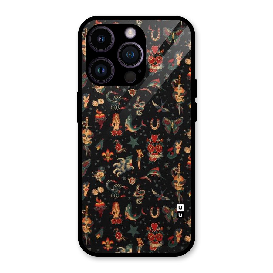 Dark Pattern Glass Back Case for iPhone 14 Pro