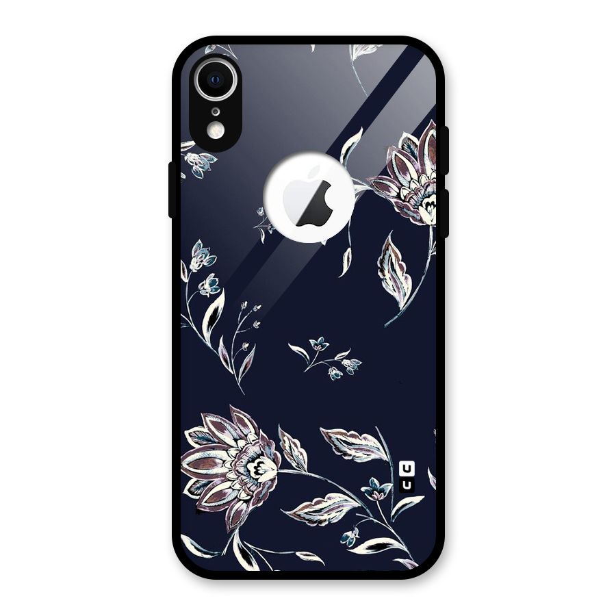 Dark Petals Glass Back Case for iPhone XR Logo Cut