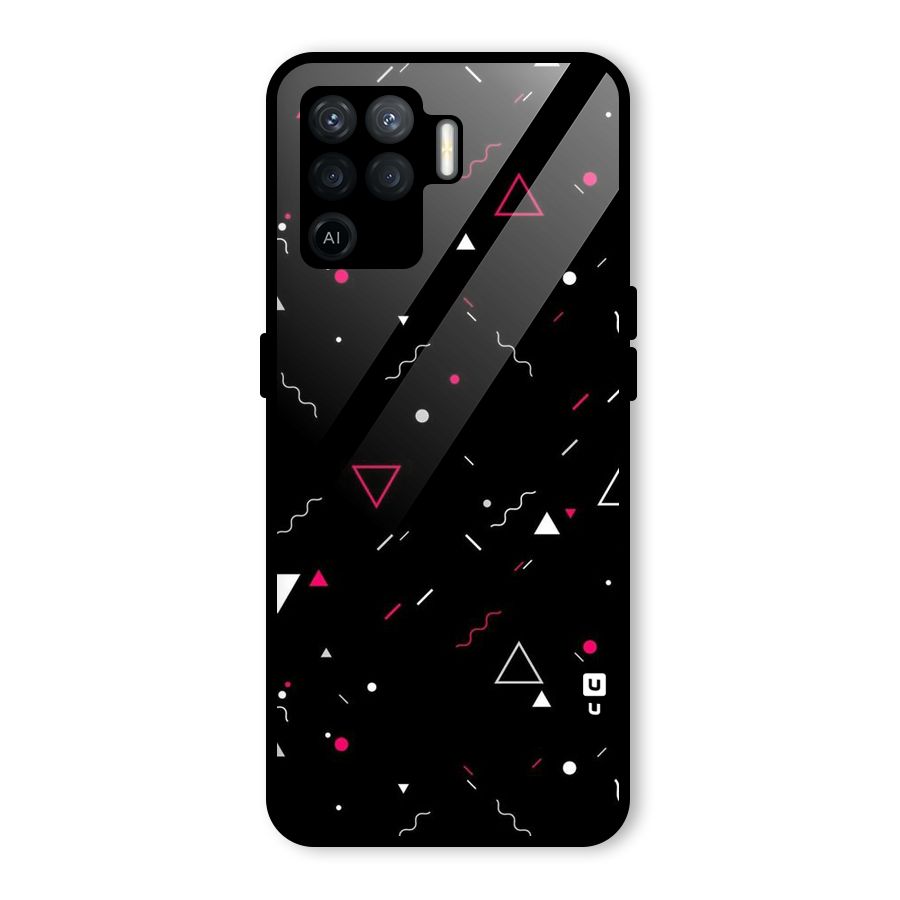 Dark Shapes Design Glass Back Case for Oppo F19 Pro