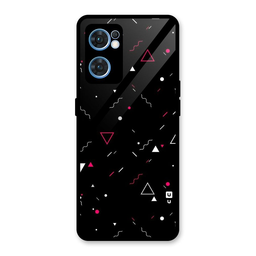 Dark Shapes Design Glass Back Case for Oppo Reno7 5G