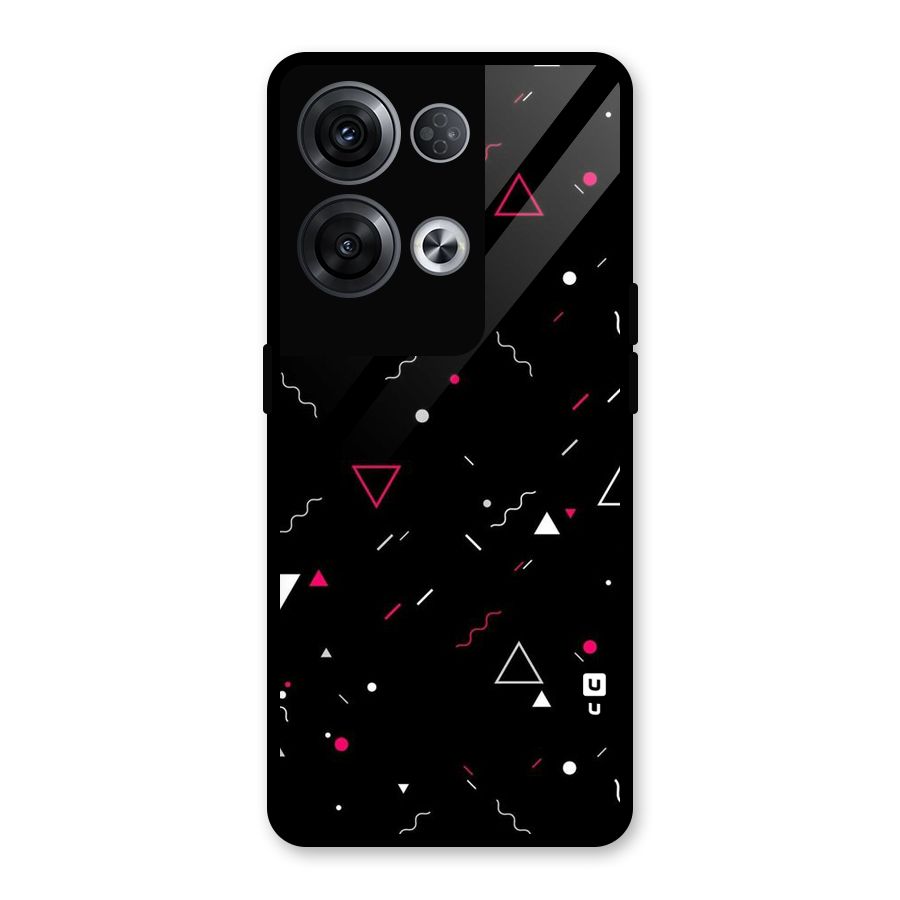 Dark Shapes Design Glass Back Case for Oppo Reno8 Pro 5G