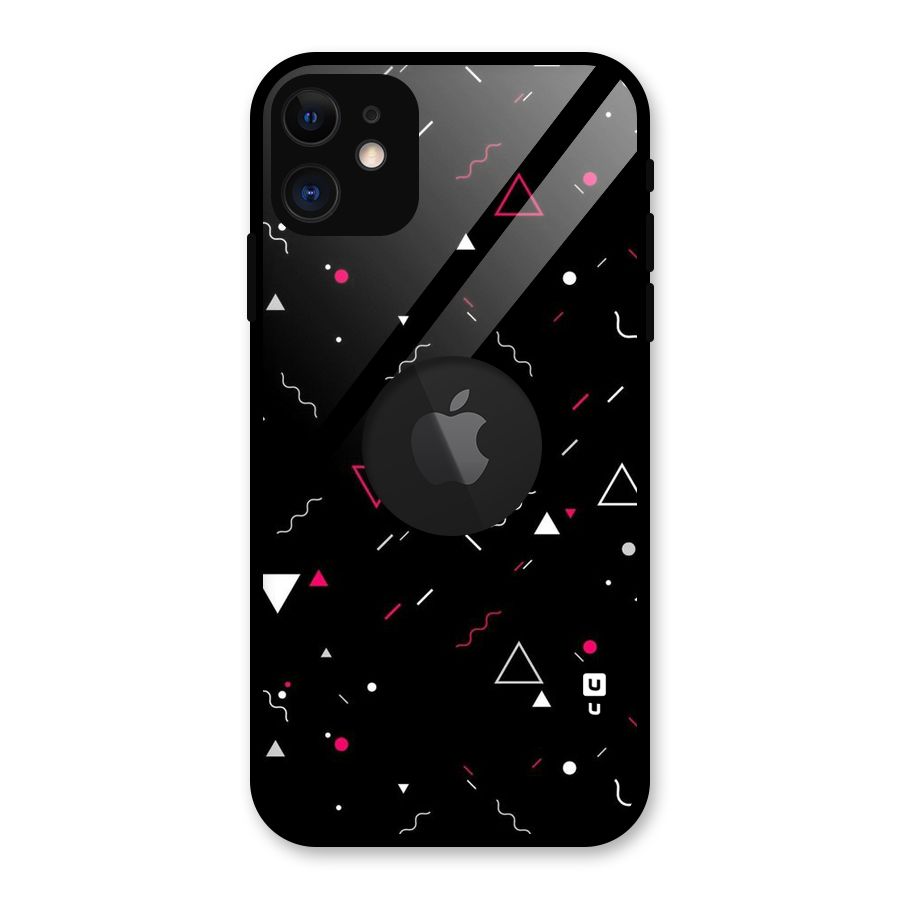 Dark Shapes Design Glass Back Case for iPhone 11 Logo Cut