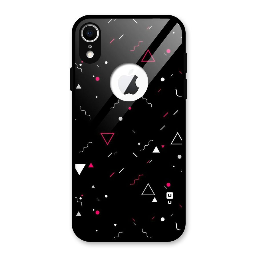Dark Shapes Design Glass Back Case for iPhone XR Logo Cut