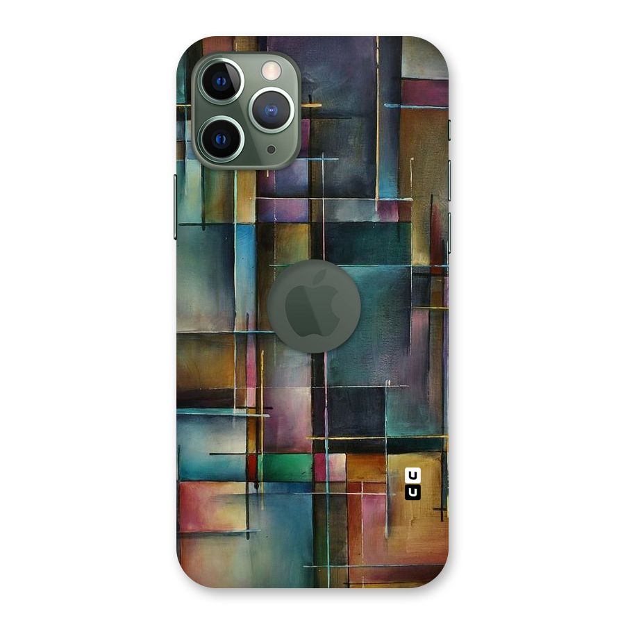 Dark Square Shapes Back Case for iPhone 11 Pro Logo  Cut