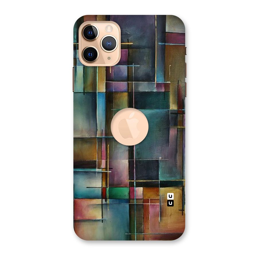 Dark Square Shapes Back Case for iPhone 11 Pro Max Logo Cut