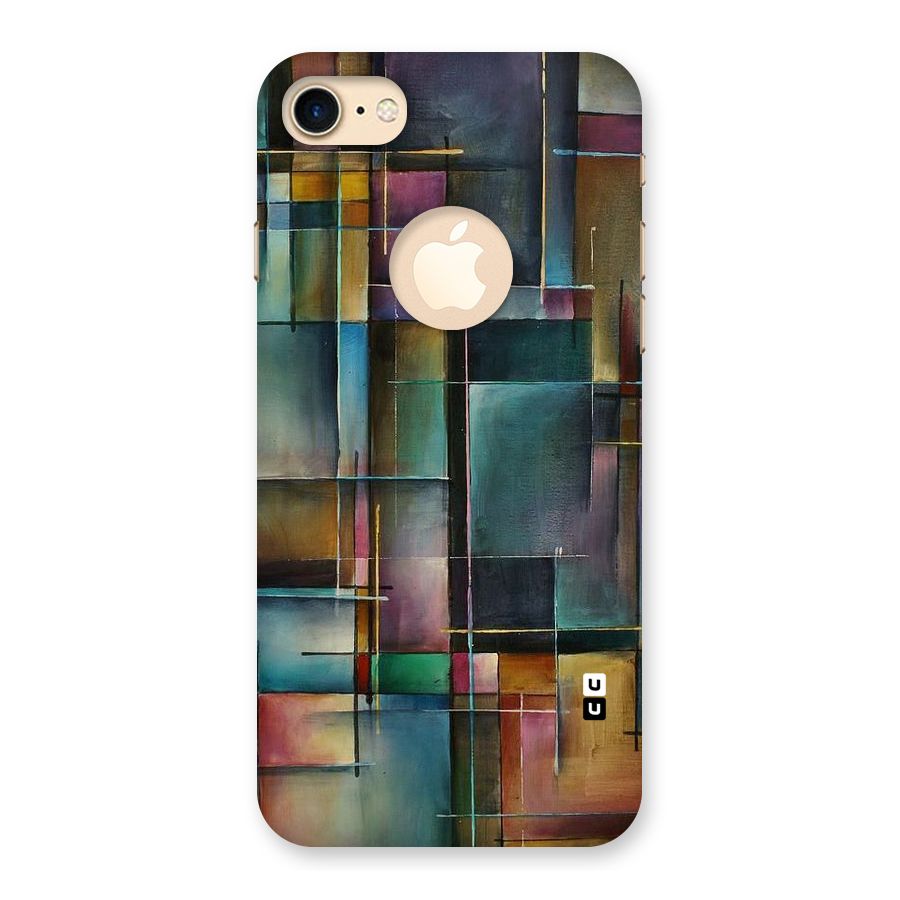 Dark Square Shapes Back Case for iPhone 7 Logo Cut