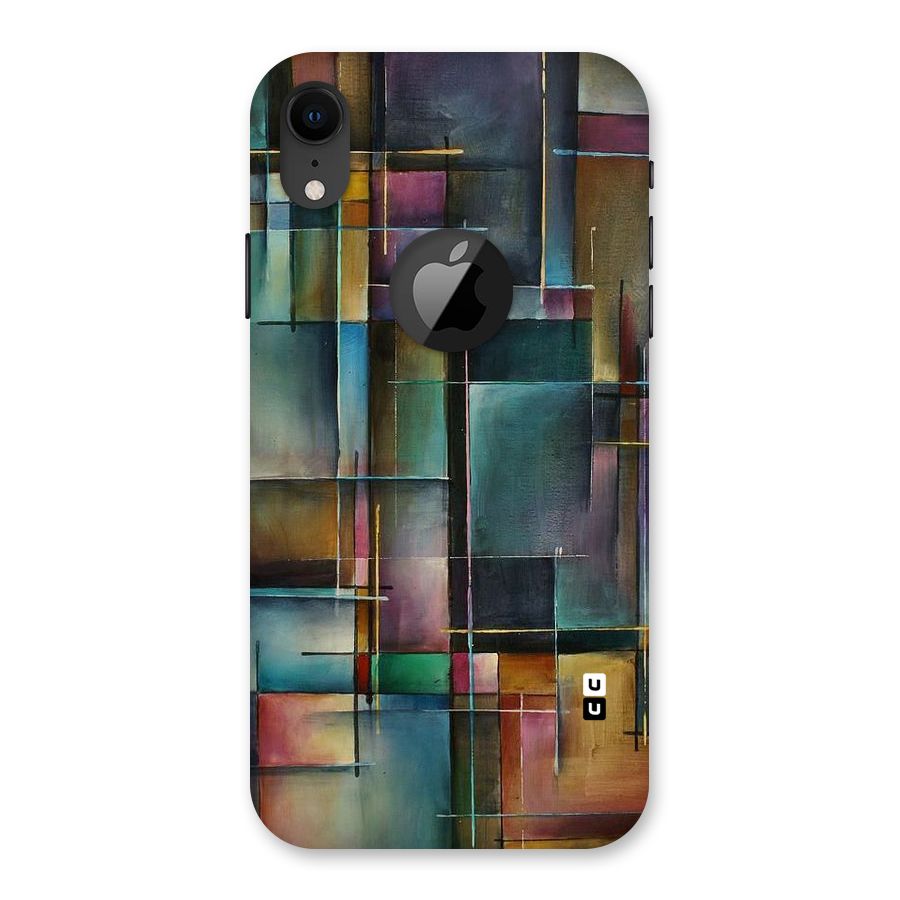 Dark Square Shapes Back Case for iPhone XR Logo Cut
