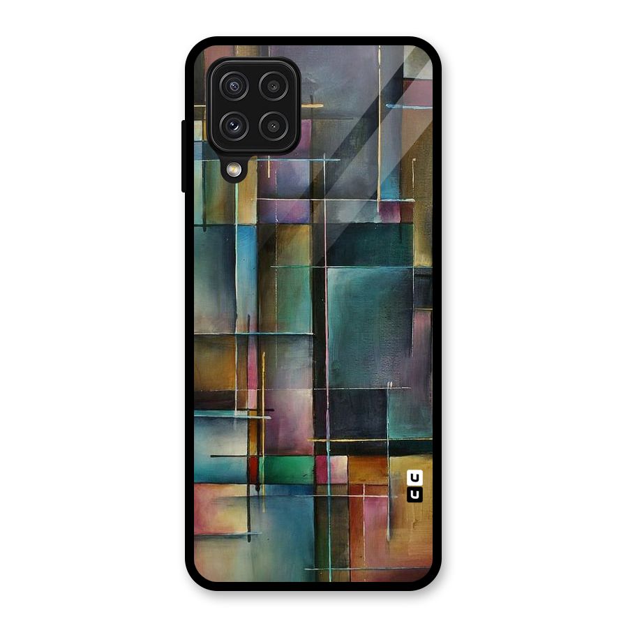 Dark Square Shapes Glass Back Case for Galaxy A22 4G