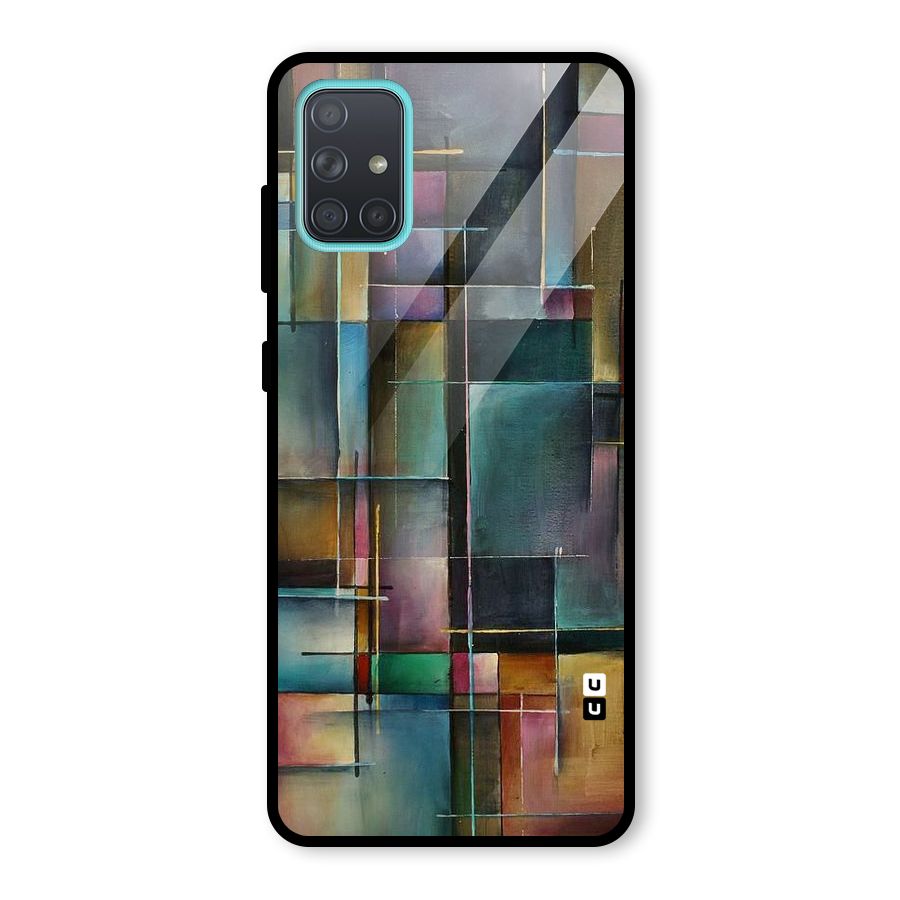 Dark Square Shapes Glass Back Case for Galaxy A71