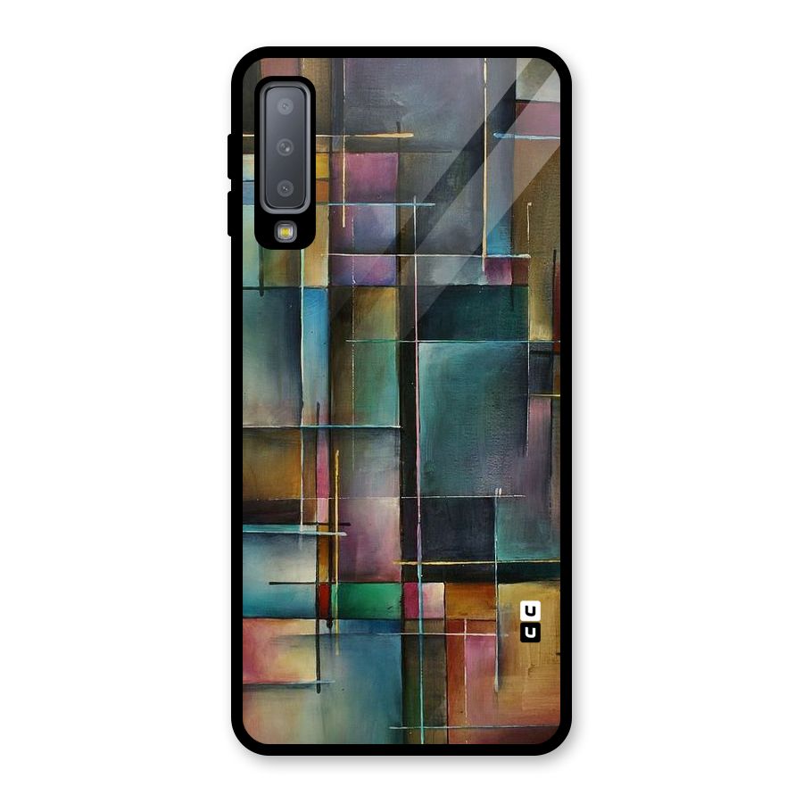 Dark Square Shapes Glass Back Case for Galaxy A7 (2018)