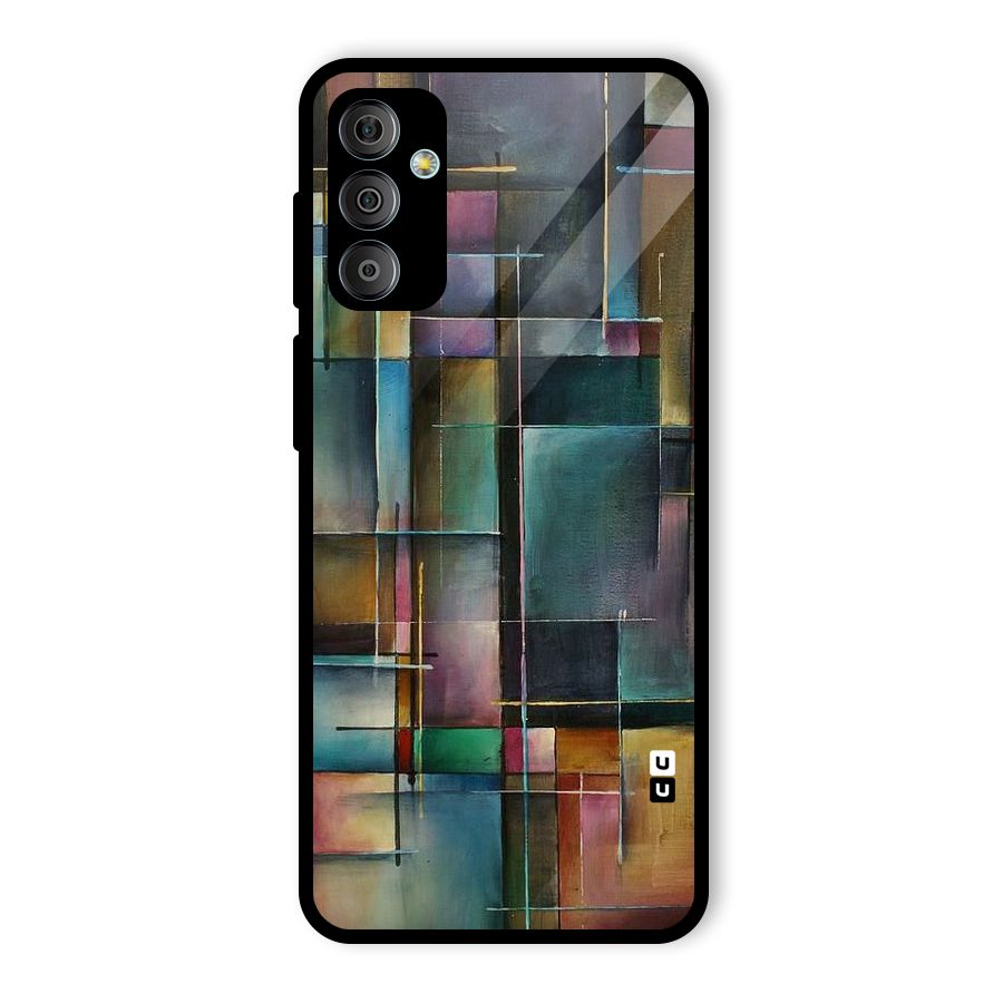 Dark Square Shapes Glass Back Case for Galaxy F23