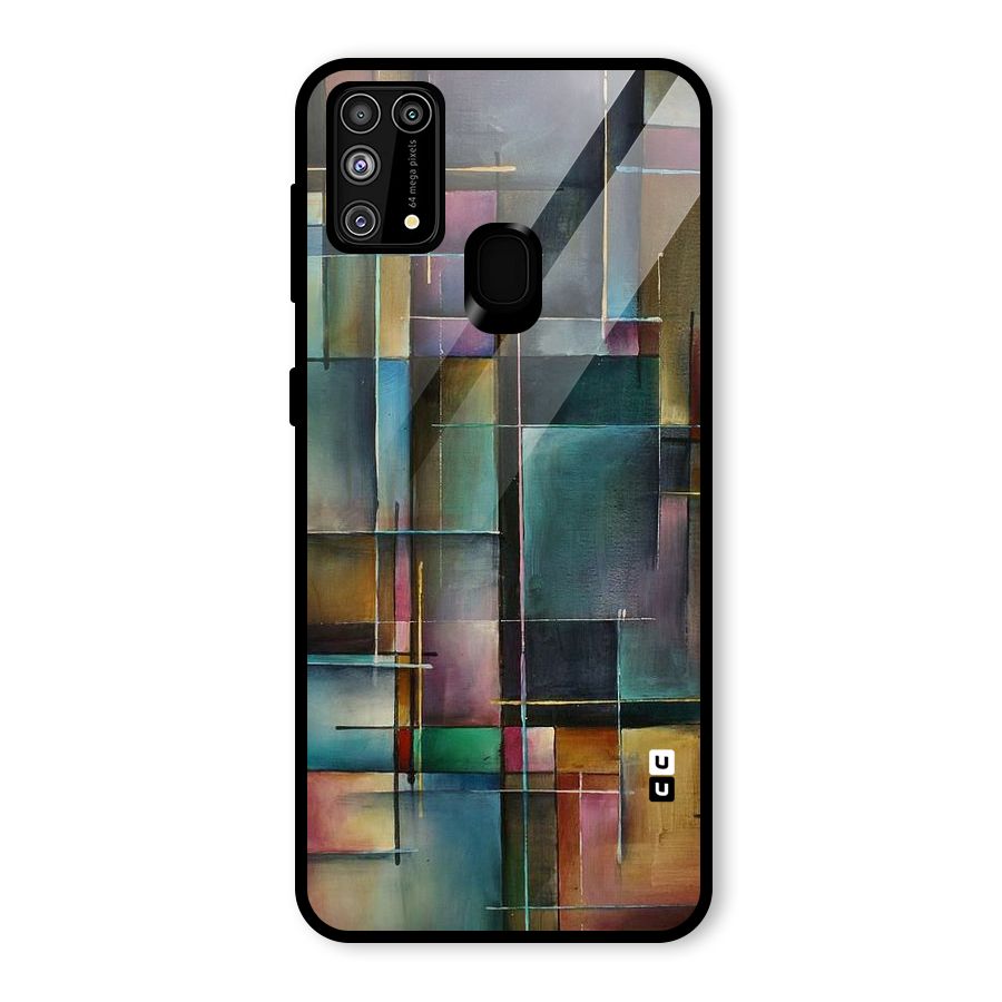 Dark Square Shapes Glass Back Case for Galaxy F41