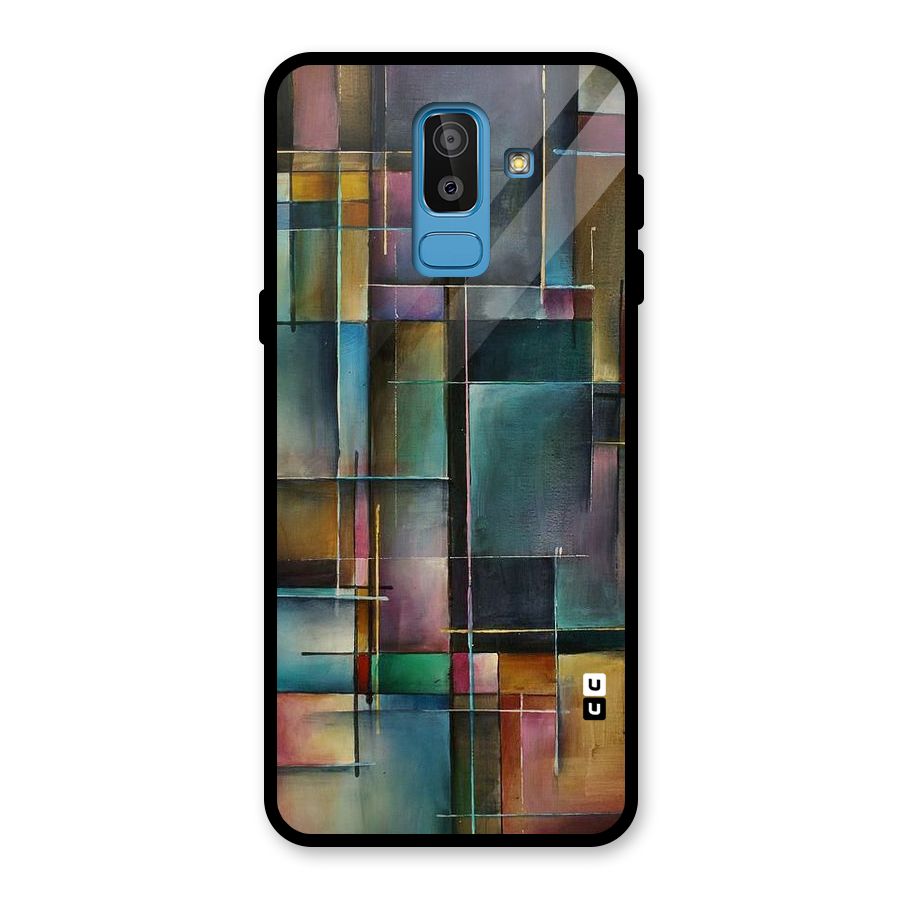 Dark Square Shapes Glass Back Case for Galaxy J8