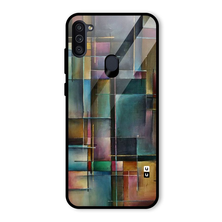 Dark Square Shapes Glass Back Case for Galaxy M11
