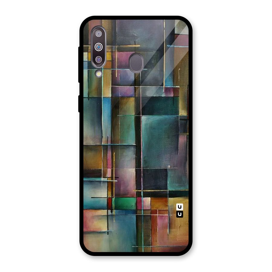 Dark Square Shapes Glass Back Case for Galaxy M30