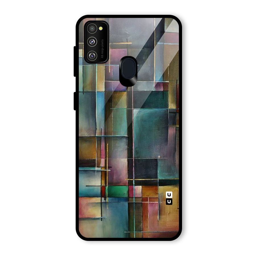 Dark Square Shapes Glass Back Case for Galaxy M30s