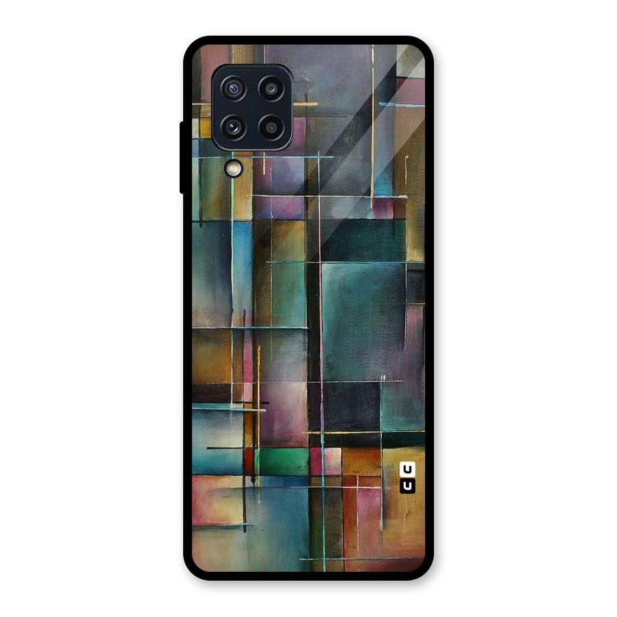 Dark Square Shapes Glass Back Case for Galaxy M32