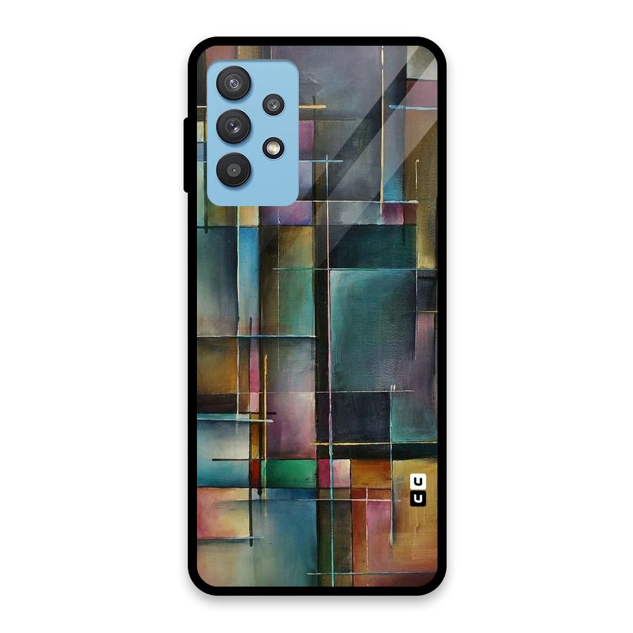 Dark Square Shapes Glass Back Case for Galaxy M32 5G
