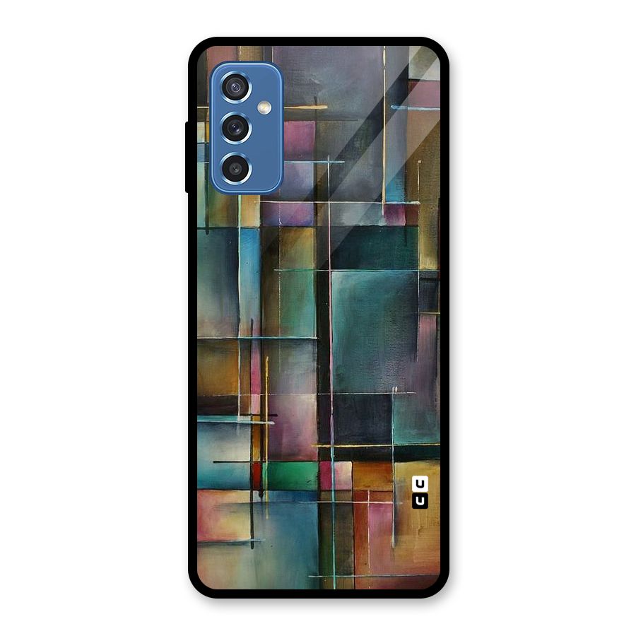 Dark Square Shapes Glass Back Case for Galaxy M52 5G