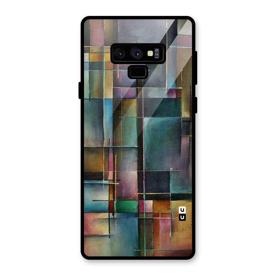 Dark Square Shapes Glass Back Case for Galaxy Note 9