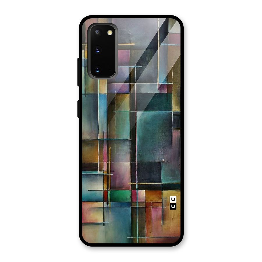 Dark Square Shapes Glass Back Case for Galaxy S20