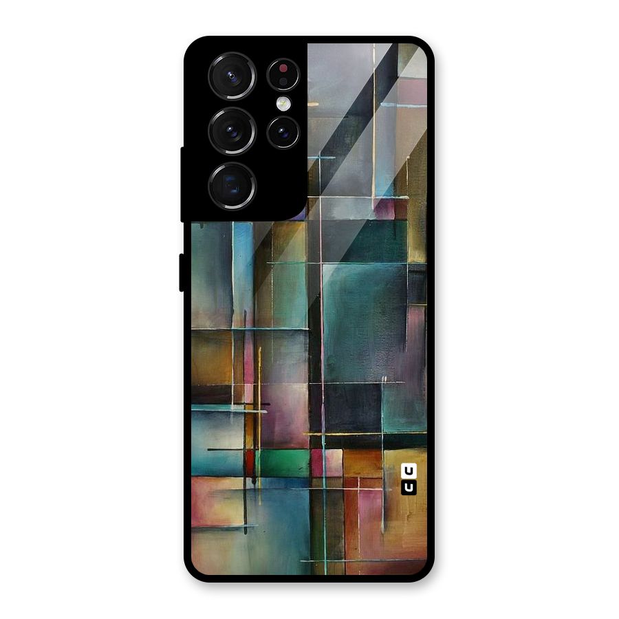 Dark Square Shapes Glass Back Case for Galaxy S21 Ultra 5G