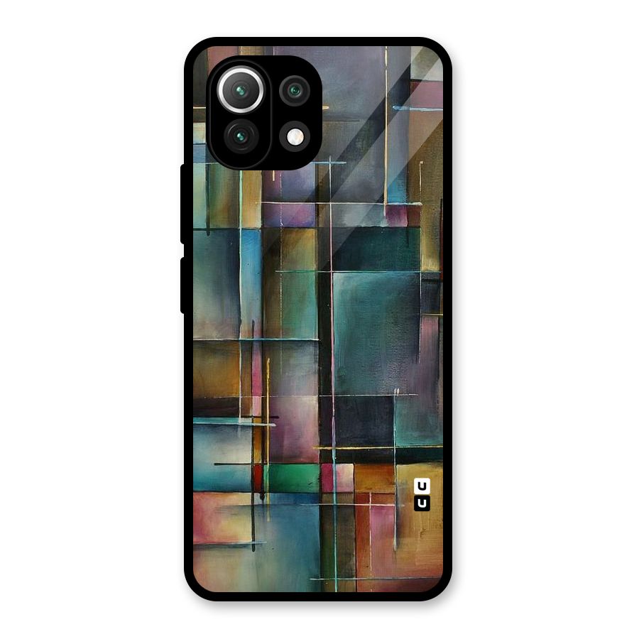Dark Square Shapes Glass Back Case for Mi 11 Lite NE 5G