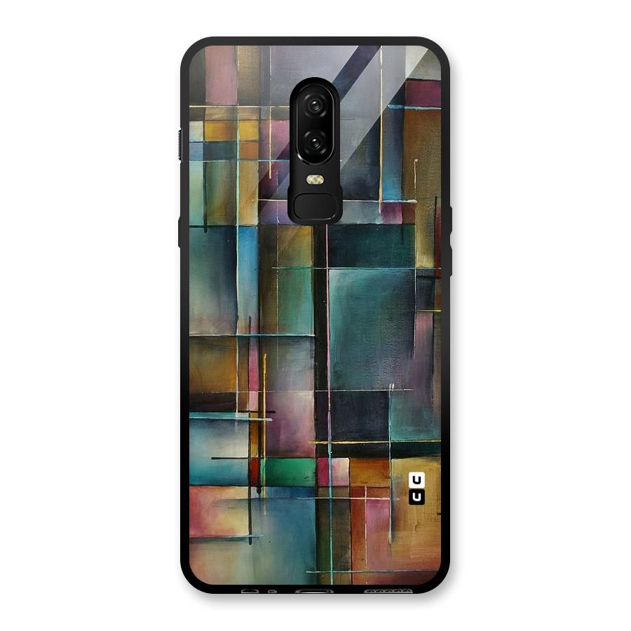 Dark Square Shapes Glass Back Case for OnePlus 6
