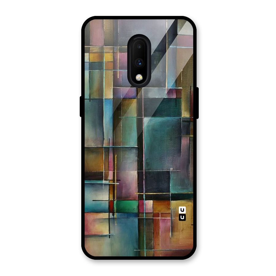 Dark Square Shapes Glass Back Case for OnePlus 7
