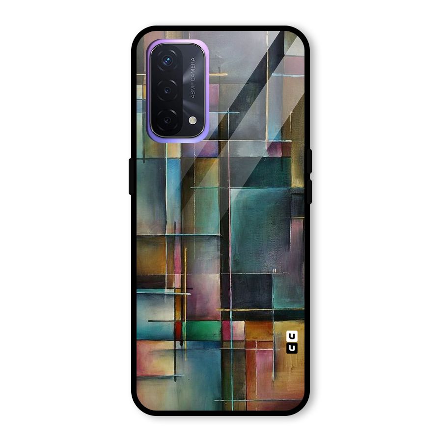 Dark Square Shapes Glass Back Case for Oppo A74 5G