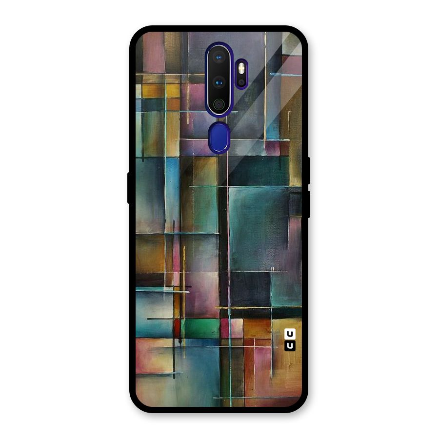 Dark Square Shapes Glass Back Case for Oppo A9 (2020)