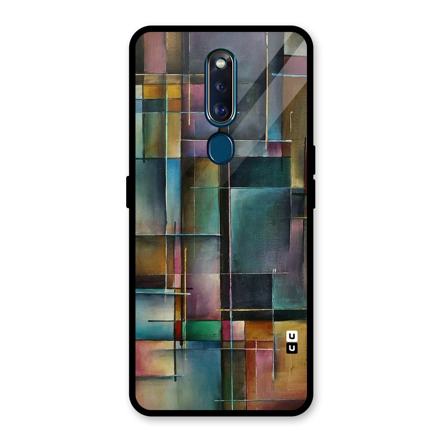 Dark Square Shapes Glass Back Case for Oppo F11 Pro