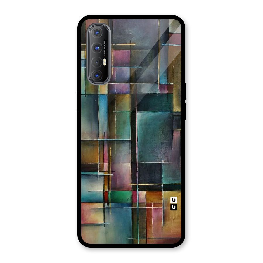 Dark Square Shapes Glass Back Case for Oppo Reno3 Pro