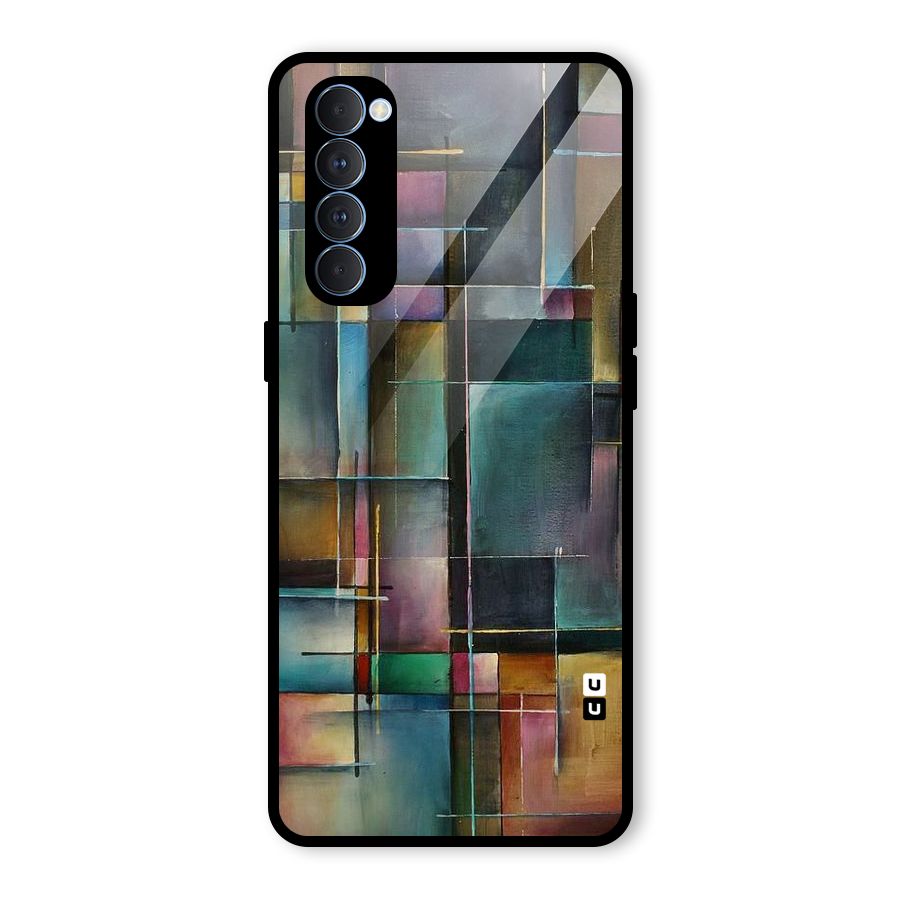 Dark Square Shapes Glass Back Case for Oppo Reno4 Pro