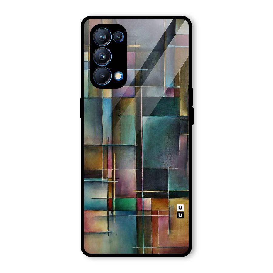 Dark Square Shapes Glass Back Case for Oppo Reno5 Pro 5G