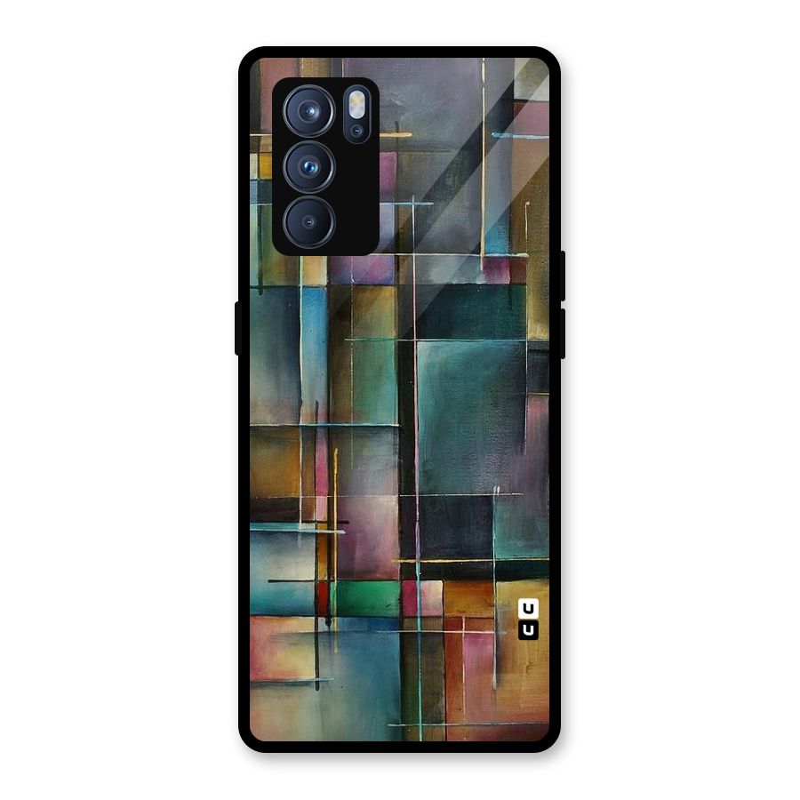Dark Square Shapes Glass Back Case for Oppo Reno6 Pro 5G