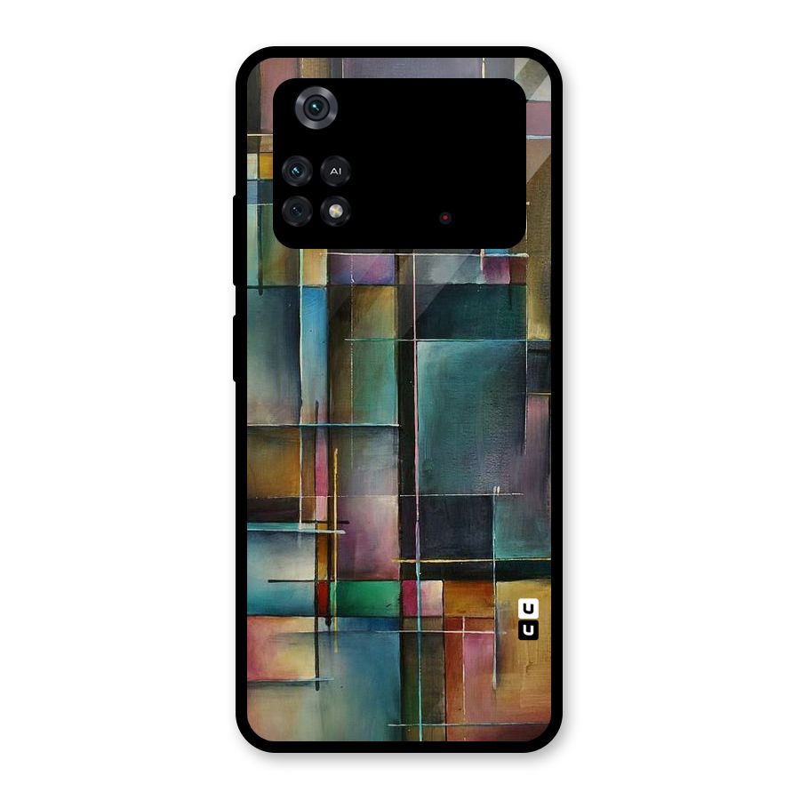 Dark Square Shapes Glass Back Case for Poco M4 Pro 4G