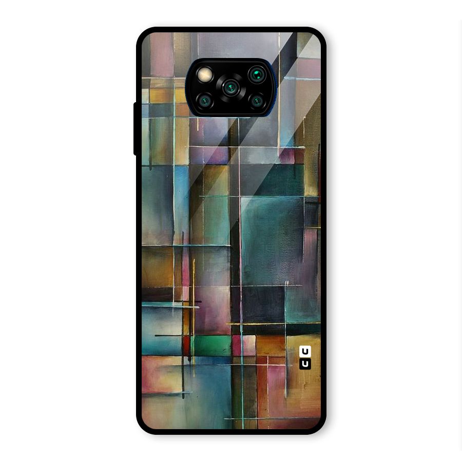 Dark Square Shapes Glass Back Case for Poco X3 Pro