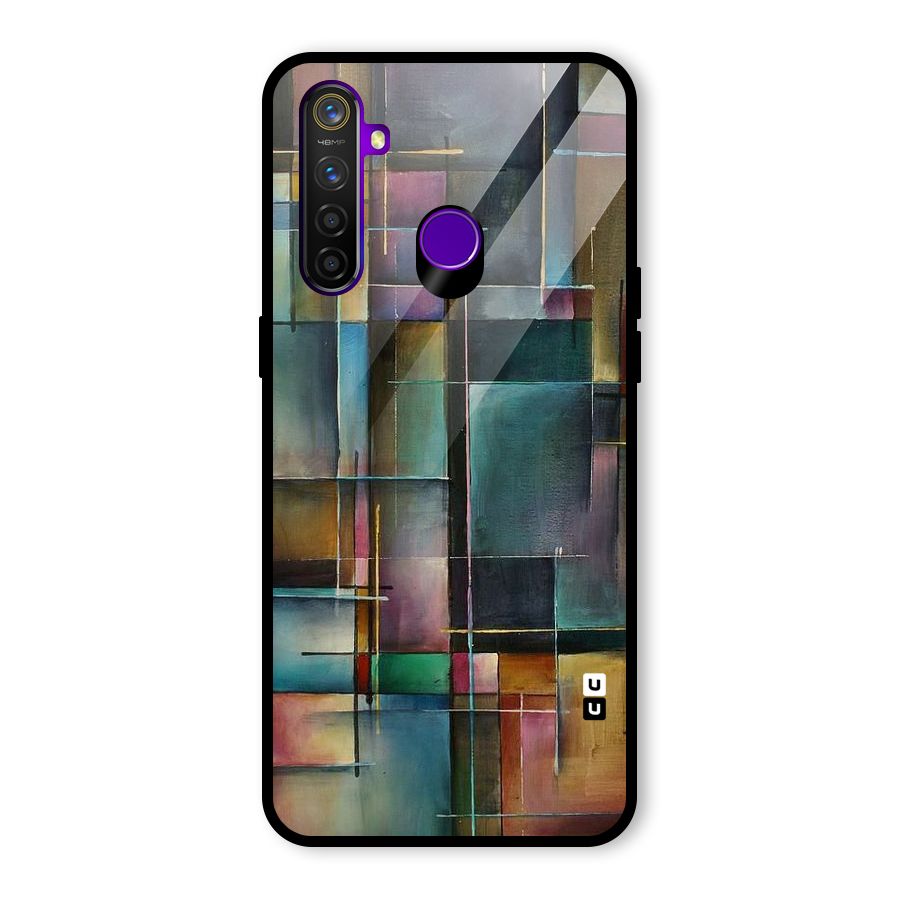 Dark Square Shapes Glass Back Case for Realme 5 Pro