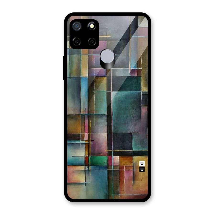 Dark Square Shapes Glass Back Case for Realme C15