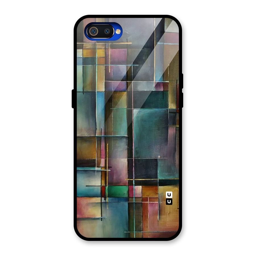 Dark Square Shapes Glass Back Case for Realme C2