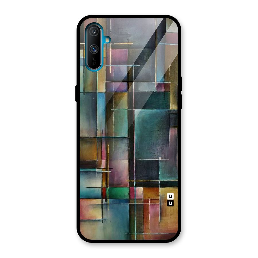 Dark Square Shapes Glass Back Case for Realme C3