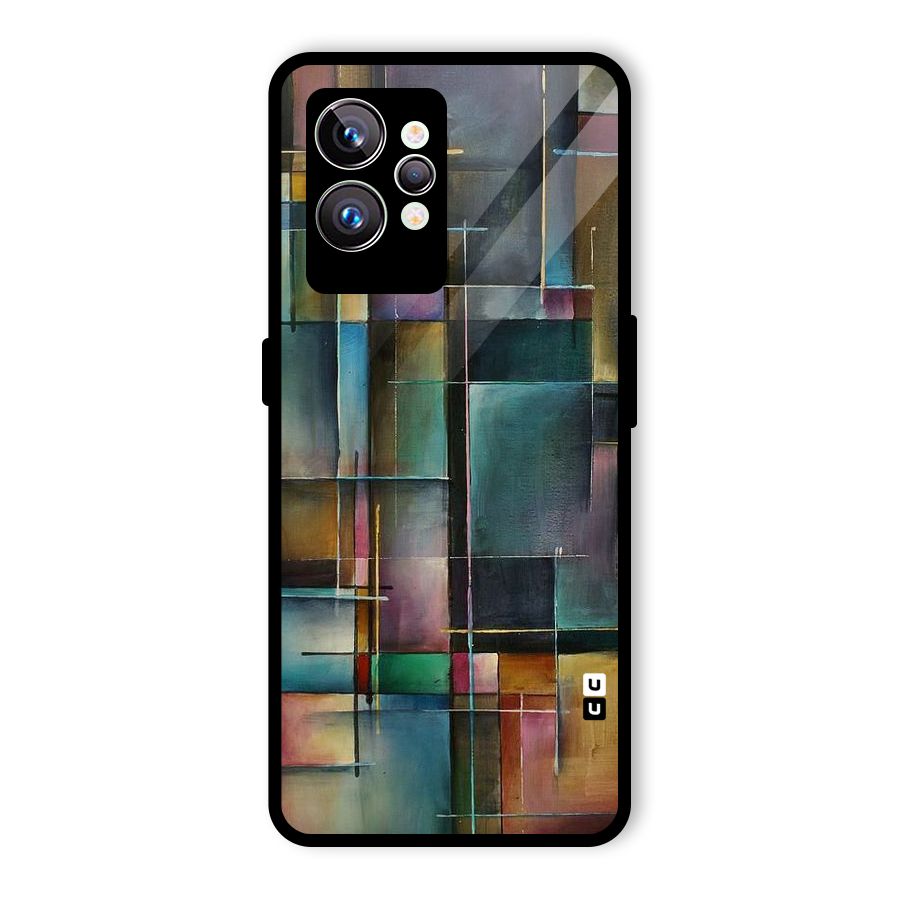 Dark Square Shapes Glass Back Case for Realme GT2 Pro