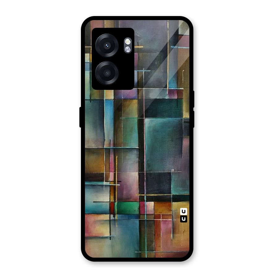 Dark Square Shapes Glass Back Case for Realme Narzo 50 5G