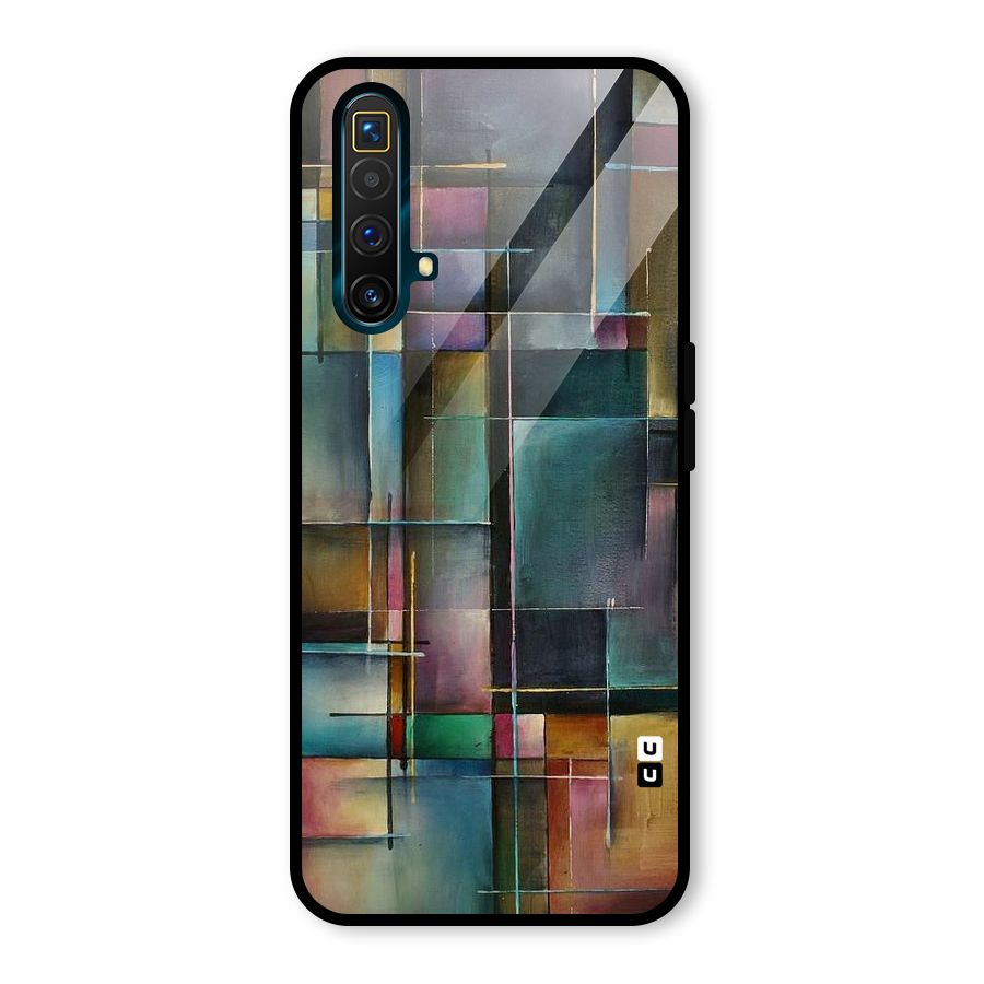 Dark Square Shapes Glass Back Case for Realme X3